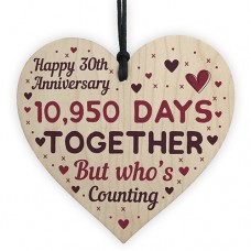 WOODEN HEART - 100mm - 30th Anniversary 10950 Days