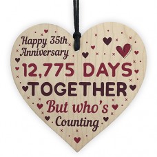 WOODEN HEART - 100mm - 35th Anniversary 12775 Days