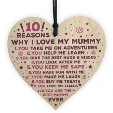 WOODEN HEART - 100mm - 10 Reasons Why I Love My Mummy