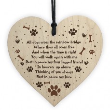 WOODEN HEART - 100mm - All Dogs Cross The Rainbow Bridge