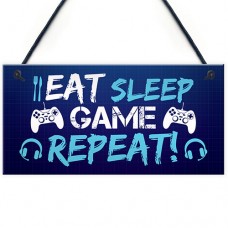 FP - 200X100 - Eat Sleep Game Repeat Gaming Futuristic Blue