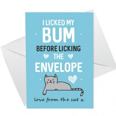 A6 Folded Card P - Love From The Cat Licked My Bum