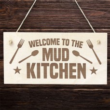 WOODEN PLAQUE - 200x100 - Welcome To The Mud Kitchen