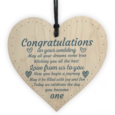 WOODEN HEART - 100mm - Congratulations Wedding Day