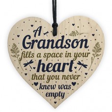 WOODEN HEART - 100mm - Grandson Fills A Space