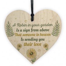 WOODEN HEART - 100mm - A Robin In Your Garden