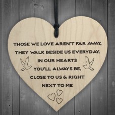 WOODEN HEART - 100mm - Those We Love Arent Far Away