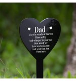 Black Acrylic Heart Stake - Dad may the winds of heaven