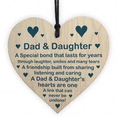 WOODEN HEART - 100mm - Dad Daughter Link Never Undone