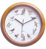 Singing Bird Sound Wall Clock with Wood Effect Frame