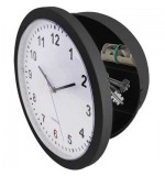 Wall Clock with Secret Safe Compartment - Black