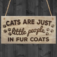 WOODEN PLAQUE - 200x100 - Cats Are Just Little People In Fur Coats