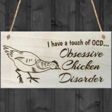 WOODEN PLAQUE - 200x100 - OCD - Obsessive Chicken Disorder