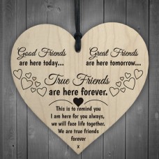 WOODEN HEART - 100mm - True Friends Are Here Forever