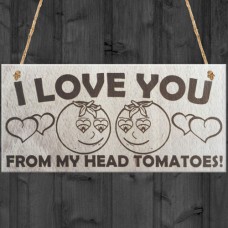 WOODEN PLAQUE - 200x100 - I LOVE YOU Head Tomatoes