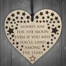 WOODEN HEART - 100mm - Always Aim For The Moon