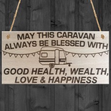 WOODEN PLAQUE - 200x100 - Caravan Blessed