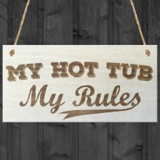 WOODEN PLAQUE - 200x100 - My Hot Tub My Rules