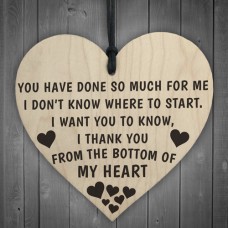 WOODEN HEART - 100mm - Thank You From The Bottom Of My Heart