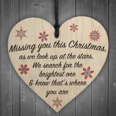 WOODEN HEART - 100mm - Christmas Brightest Star