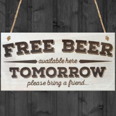 WOODEN PLAQUE - 200x100 - Free Beer Tomorrow