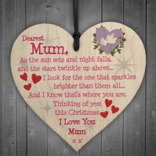 WOODEN HEART - 100mm - Mum Stars Christmas Memorial