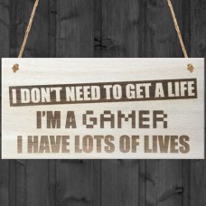 WOODEN PLAQUE - 200x100 - Gamer Lots Of Lives