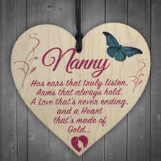 WOODEN HEART - 100mm - Nanny Ears Truly Listen