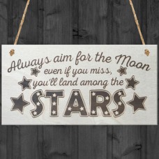 WOODEN PLAQUE - 200x100 - Aim For The Moon