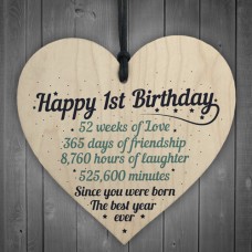 WOODEN HEART - 100mm - 1ST BIRTHDAY