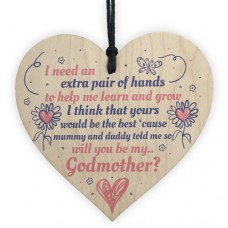 WOODEN HEART - 100mm - Will You Be My Godmother