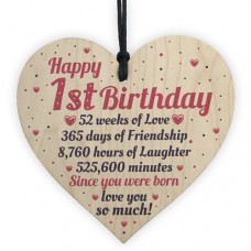 WOODEN HEART - 100mm - 1st Birthday Girl