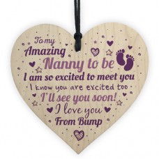 WOODEN HEART - 100mm - To Amazing Nanny To Be