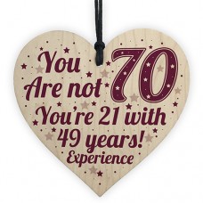 WOODEN HEART - 100mm - 70th Birthday 49 Years Experience