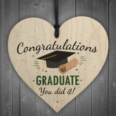 WOODEN HEART - 100mm - Congratulations Graduate