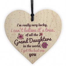 WOODEN HEART - 100mm - Very Lucky Granddaughter