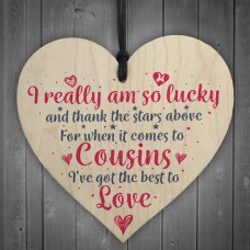 WOODEN HEART - 100mm - When It Comes To Cousins